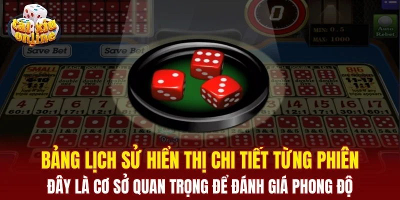 Mẹo chơi tài xỉu luôn thắng - kinh nghiệm thực chiến chuẩn Bảng lịch sử hiển thị chi tiết từng phiên